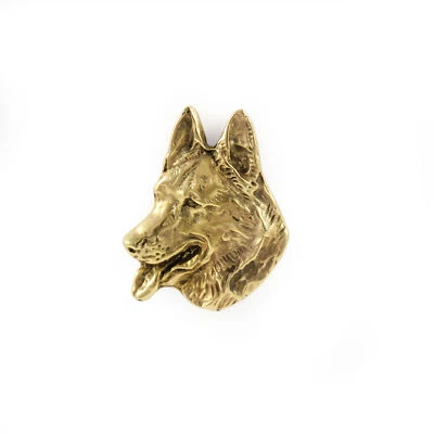 German Shepherd Dog, Alsatian Wolf Dog - gold-plated pin brooch, elegant dog orn