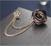 [DUUDAH] Shirt Brooches Safety Pins Shawl Collar Clip Bow Tie,Vintage Mixed Fabric Rose Brooches Tassel Chain Men Suit Collar Brooch Broche Lapel Pin Brooches for Women Jewelry Accessories(Metal Color:3) (Siz