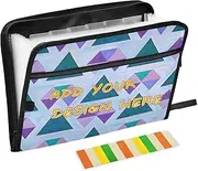 Custom Expandable Hanging File Folders 13 Pockets A4 Letter Size Customization Organizer with Pocket with Zipper Closure for Office Supplies Geometric Pattern Colorful Green Purple expando