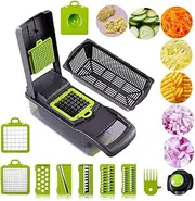 Elabli Pro Vegetable Chopper with 8 Blades:Mandoline Slicer Onion Chopper Dicer Egg Separator Slicer Vegetable Chopper Cutter Slicer,Food Chopper Dicer Slicer with Container for Kitchen
