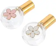 Healeved 2pcs Roll Glass Perfume Roll Bottles with Elegant Flower Design Leak Essential Oil Diffuser Containers for Home and Car Decor Refillable and Durable