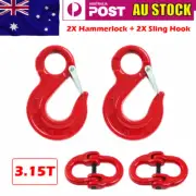 12mm 3.15Ton Hammerlock Sling Hook Set Chain connecting Extend Trailer Caravan