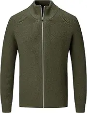 [Generic] Men's Stand Collar Knitted Cardigan Slim Fit Full Zip Sweater Cardigans Thick Long Sleeve Jackets Big and Tall