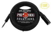 15ft 1/4" TRS Male to XLR 3-Pin Male Shielded Balanced PigHog Audio Cable