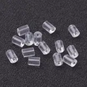 450pcs/10g Clear Plastic Earring Backs Stopper Tiny Earnut Findings Column 3x3mm