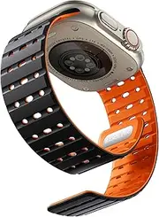 [Bandletic] R-Lite Fit Magnetic Watchband Compatible with Apple Watch Ultra 2/Ultra Band 49mm/46m/45mm/44mm/42mm(3/2/1) for Men Women, Rugged Silicone Sport Strap for iWatch SE2/SE/10/9/8/7/6/5/4