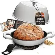 Enameled Cast Iron Dutch Oven for Sourdough Bread Baking | 6 Quart Pot with Lid | 10 Inch Ceramic Enamel Thick Coated Cookware Set with Non Stick Silicone Baking Mat for Cooking | 6 Qt | White