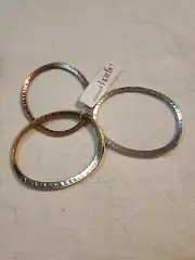 Charming Charlie's 3 pc Bracelet Bangle Set Hammered Gold Rose & Silver Tone NWT