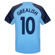 Manchester City FC Manchester City Boys T-Shirt Poly Training Kit Kids OFFICIAL Football Gift Sky Blue Crest Grealish 10 6-7 Years