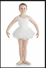Bloch sheer tutu white girls size 12C CL9962 Bowback frontlined