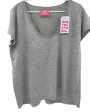 One Teaspoon Womens Grey Marl Scoop Neck Shirt Short Sleeve Size XL NWT $58