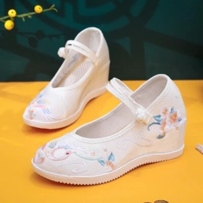 Height Increase Old BeijingCloth ShoesPaired With Hanfu High Heels Buckle Shoes