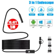 3in1 Borescope Endoscope 6LED Inspection Scope Camera For Android Cell Phone 5M