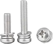 20Set M4×60mm 304 Stainless Steel Cross Pan Head Screws Three-Piece Suit, Not Falling Off Flat washers and Spring washers