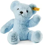 New Steiff My 1st FirstStuffed Plush BlueTeddy Bear Newborn Baby Gift
