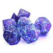 Dice - Chessex 7 Polyhedrals - Borealis Royal Purple/gold Set (Glow in the Dark)