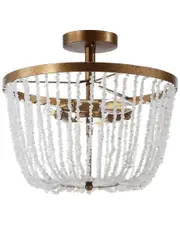JONATHAN Y 3-Light Georgian Gold & White Flush Mount