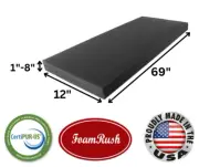 FoamRush 12"x 69" Charcoal High Density Upholstery Foam Seat Cushion Made in USA