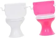 ERINGOGO Plastic Closestool Toy Set for Boys and Girls 2 Pieces Simulated Miniature Toilet for Early Learning and Fun