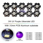 3W UV Purple LED Ultraviolet Bulbs Lamp Chips 365Nm 375Nm 380Nm 385Nm 395Nm 405N