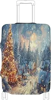 [Joisal] Flying Unicorn and Castle Luggage Covers for Suitcase Tsa Approved Fit 18-32 Inch Luggage Sleeve, Christmas Night, M 22-24 in