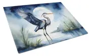 Blue Heron Under the Moonlight Glass Cutting Board Decorative Tempered Glass