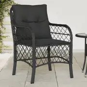 vidaXL Garden Chairs with Cushions 2 pcs Black Poly Rattan