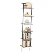 6-Tier Ladder Shelf, 77 Inches Wall Mounted Ladder Bookshelf with Metal Frame,