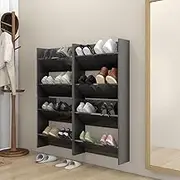 Shoe Rack with 2 Tipping Shelf, Shoe Lockers, Wall Shoe Cabinets 4 pcs for Entryway, Foyer, Hallway, Easy Assemble, 60x18x60 cm, Grey