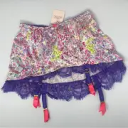Agent Provocateur Lyla Pastel Multi Silk Roll-on Suspender AP3 Medium NWT