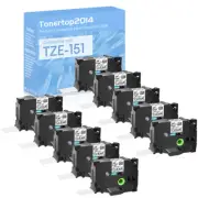 10 PK TZ151 Tze151 Black on Clear Label Tape for Brother P-Touch PT-1600 24mm 1"