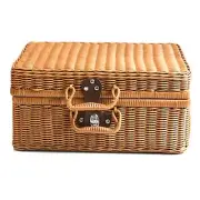 Retro Imitation Rattan Picnic Basket Hand Woven Home Decoration Storage5668