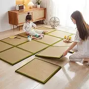 Tatami Mat Rattan Japanese Patchwork Floor Mats,Foldable Floor Mat Natural Rattan Breathable Sleeping Mat,Non-Slip Futon Carpet Crawling Mats,Floor Cushion Set for Living Room Bedroom Playroom Yoga (