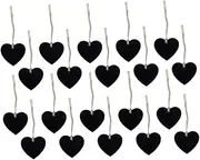 Ciieeo 20PCS Heart Shape Wooden Tags with String Mini Blackboard Pendants for Crafts Weddings Birthdays and Decorations Smooth Finish Reusable Design for Present Tags and Art Projects