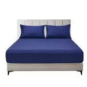 2200TC Ultra Soft Fitted Sheet With Pillowcases S/KS/D/Q/King Navy