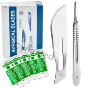 NEW 100 Scalpel Blades #22 + Scalpel Handle #4 Surgical Dental ENT Instruments