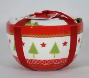 TARGET CHRISTMAS HOLIDAY THEMED SET OF 3 CERAMIC NESTED PREP BOWLS NEW WITH TAGS