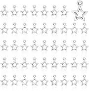 [Jeffdad] Pack of 150 Alloy Star Pendants, Silver Stars Charm Pendants, Hollow Alloy Charm for Crafts, Charm Bracelet, DIY Charm Pendants, Jewellery Making, DIY Crafts, Silver, No