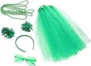GOOHOCHY Elegant Tutu Skirt with Headband Patricks Day Adult Costume Green Shamrock Outfit