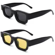 Thick Rectangle Sunglasses for Women Men Chunky Square Polarized Sun Glasses ...