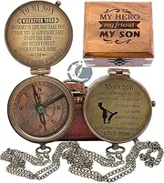 Son Gifts Compass with Leather Case Mom to Son Gifts to My Son Love Mom Mother to Son GiftGifts for Son ideal for Graduation Day, Son's Birthday, or Confirmation
