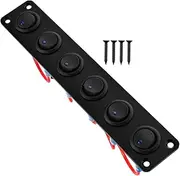 Mikinona Marine Switch Panel 6 Single Rocker Switches for Rv Boat Yacht Automotive Replacement Aluminum Material Easy Operation