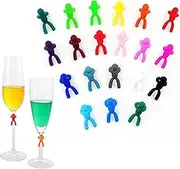 20 Colors Wine Glass Markers Silicone Little People Rings Charms, Top One Tech Reusable Drink Champagne Flute Glasses Party Gift