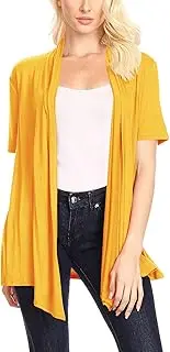 [HEO CLOTHING] Women's Solid & Printed Short Sleeves Open Front Draped Cardigan/MADE IN USA