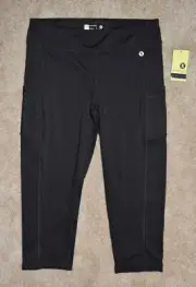 New Girls Xersion Pants XL 16 Black Quick Dri Capris