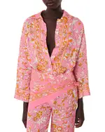 Maje Patterned Flowing Linen Shirt