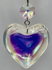 45mm Smooth Heart Rainbow Prism Crystal Hanging Ornament Sun-catcher 5.5"
