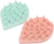 SOESFOUFU 2Pcs Silicone Shampoo Brush Scalp Massage Scrubber for Shower Bathing Wet Dry Use Gentle Cleansing Exfoliating No Deformation Comfortable Grip