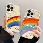 Cute Cream Rainbow Smile Cover Back For iPhone Samsung Huawei Honor Phone Case