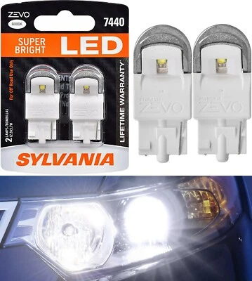 Sylvania ZEVO LED Light 7440 White 6000K Two Bulbs DRL Daytime Light Replacement